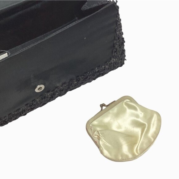 Vintage Bag 1950s Pinup Beaded Black La Regale Clutch With Coin Purse - Picture 10 of 10